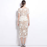 British Niche Temperament Thousands Of Gold Windy Collar Short-Sleeved Lace Waist Dress Dress With Belt 68HZ
