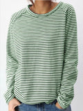 2025 New Casual Women's Loose Collar With Shoulder Long Sleeve Top Striped Prints Of Shawl 68HZ