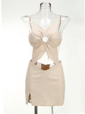 Women's New Three-Dimensional Flower Design Sexy Bare Umbilly Slings Dress Dress Dress 68HZ