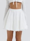 Spice Girls Women's New Fashioned Butterfly Lace Dress Pure White Short Dress Summer Sweet And Hot Little Skirt 68HZ