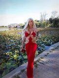 INS Hottie Sexy Bag Hip Dress Metal Ring Hanging Neck Sling Bare Back Hollow Bandage Dress Dress Dress 68HZ