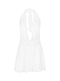 Spice Girls Wear Women's Sexy Pure Wind Dress Chiffon Hanging Neck Dress Sleeveless Women's High Sleeveless Short Dress 68HZ