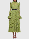 Artistic Retro Style Dress 2025 New Fashion Temperament Niche Design Hollow Lace Dress Long Lady 68HZ