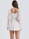 Hottie Women's Clothing Pure Sexual Sexy Waist Show Thin Sleeve Print Dress Spring Women Chiffon Dress New 68HZ