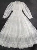Vintage Dress Dress Autumn Women's Hollow Lace Slimmed Retro Style 68HZ