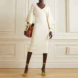 Fashion Temperament Women's Dress French Dress 2025 Summer New Slim Design Medium Long Knit Dress 68HZ