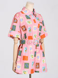 Fashion Temperament Two-Piece Set 2025 New Design Print Set Short-Sleeved Shirt Top + Casual Shorts Women 68HZ