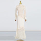 Vintage Elegant Style Slimy Fishtail Dress 2025 New Lace Embroidery Design Long Dress Women Summer 68HZ