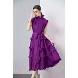 High-Grade Dress Sweet Wooden Ear-Stupling Long Heavy Industry Folding Haewn Dress Women 2025 Spring And Summer 68HZ