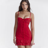 Women's Dress Dress Summer Sweet Spicy Sling Skirt Body-Daughter Small Dress Red Babes Dress Girl 68HZ