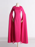 High-Level Famous Wind 2025 New Temperament Elegant Design Feel Hand-Cut Solid Color Long Dress Dress Dress Dress Woman 68HZ