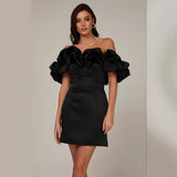 Dress 2024 Summer Women's Clothing Lotus Side Sexy Oblique Shoulder High-End Temperament Dress Dress Dress 68HZ