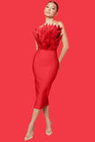 Christmas New Long Fashion Dress Brated Ostrich Hair High-End Temperament Banded Dress Woman 68HZ