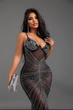 High-End Sexy V-Neck Sling Sling Shiny Low-Breasted Dress 68HZ