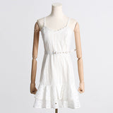 Spring 2025 New Heavy Industry Embroidery Sexy Sling Skirt Splicing Lotus Leaves Side To The Waist Thin Dress Woman 68HZ