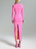 Autumn And Winter Long Sleeve Open Dress Burst Solid Color Mesh Yarn With Diamond Collar Repair Hip Dress Woman 68HZ