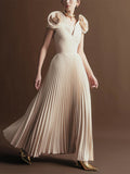 Famous Windy Big Flower Dress Dress 2025 Summer New Sexy V Collar High-Rise 100-Fold Long Dress Woman 68HZ