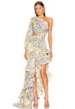 Fashion Sexy Oblique Shoulder Crumid Dress Girl Body Hollow Lotus Leaves Set Irregular Dress 68HZ