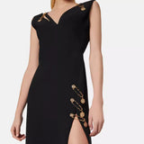 Fashion Personality Women's Clothing Autumn New V Neck Drain Back Low Chest Open Waist Bandage Dress 68HZ