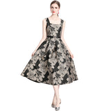 Summer Senior Sense Of The Temperament Sleeveless Long Dress Light Mature Sister Wind Reduction Age Thin Black Broken Flower Dress Woman 68HZ