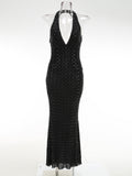High-End Women's New Sexy Bare Back Perspective Hanging Neck Ass Hot Dress Dress Dress 68HZ
