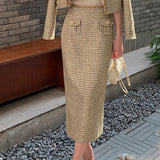 Cinque Small Fragrant Fashion Temperament French Long-Sleeved Coat Vest Dress Dress Half Dress Small Fragrant Suit Woman 68HZ
