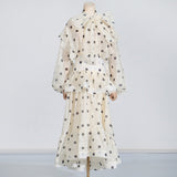 Australian Show Wave Dot Suit Women's Tide 2025 New Scarf With Lotus Leaf Shirt Top + Long Skirt 68HZ