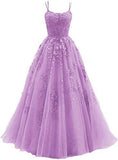 Evening Dress Women 2025 Fine Shoulder Prom Neat Long Tulle Lace Sticker Girl Party Ball Dress Summer 68HZ
