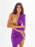 Explosion Bag Hips Sexy One-Shoulder Dress Bumped Into The Long-Term Wisk Dinner Dress 68HZ