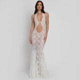 Sexy Lace Umbilus Clairvoyant Fishtail Babes Hanging Neck Sleeveless Dress Dress Dress Dress Women Summer High Sense 68HZ