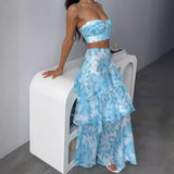 Fashion Wrapped Chest Print Sleeves On The Back Of The Fork Irregularly Set Half-Dress Suit Woman 68HZ
