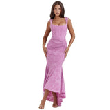 Sexy Women's Clothing New Sleeveless Shoulder Solid-Colored Fish Bone Dress 68HZ