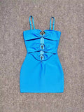 Australian Niche Metal Ring Steel Nails In The Chest Hollow Slings With Clothes Sexy Women's Banded Short Skirt 68HZ