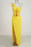 High-End Women's Sexy Open Shoulder Twitching Wrapped Thoracic Dress Skirts High Open Fork 68HZ