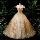 Evening Dress Female Solo Performance Suit Pony Dress Long Annual Meeting Host Gold Dress 68HZ