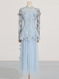 Temperament Famous Wind Two Sets 2025 Summer New Heavy Industry Embroidery Top Long Mesh Dress Dress Suit Woman 68HZ