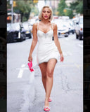 High-Quality Heavy Industry High-End Female Nail Beaded Bow Sling With Low Breast Sexy Tights With A Dress 68HZ