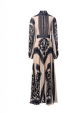 2025 Early Spring New Round Neck Lantern Sleeve Retro Black Print Waist 100 Folded Dress Dress Dress French 68HZ