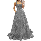2025 Prom Dress Long A-Shaped With Pocket Formal Evening Dress Side Open Flash Party Dress 68HZ