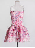 Holiday Style Color Print Tight Chest Short Skirt Hollow To Take The Lot Of Leaves On The Side Of The Slimmed Dress Dress Woman 68HZ