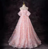 Super Fairy Evening Dress Pink Word Shoulder Vocal Piano Art Princess Ponpong Skirt Adult Ceremony Host Dress Dress 68HZ