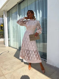 2024 Women's New French Lace Collar Bubble Bubble Sleeve Dress Temperament To Show Skinny Dress 68HZ