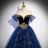 Blue French Evening Dress Woman 2025 New Hosts Beautiful Solo Solo Music Examination Long Temperament Performance Dress 68HZ