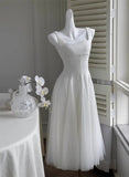 White Dress Summer Spring And Summer New French Style Neckless Sleeve Sling Vest Fairy Net Taupong Dress Party 68HZ