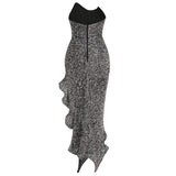 New Fashion Sexy Beads Smeared Breasts Mid-Smeared High-End Hem Leaf Party Small Dress Dress Dress Dress 68HZ