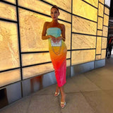 2025 New Breast-Meared Rainbow Gradient Color Photo Dating Travel To Take Photos Graduation Season Dress Famous Evening Dress 68HZ