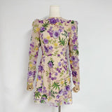 Autumn 2025 New Fashion French Heavy Industry Three-Dimensional Flower Embroidery Long Sleeves Short Temperament Dress Woman 68HZ