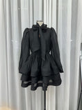 Spring/Summer 2024 New Sexy Long Sleeves With Waisted Butter Bows Layers Of Lotus Leaf-Side Skirt Dress Dress Woman 68HZ