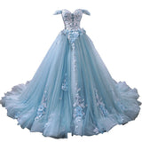 Banquet Evening Dress Female Brating Host Long Punt Skirt Art Exam Bride Wedding Temperament High-End Blue Color Yarn 68HZ
