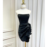 Small Design Three-Dimensional Fish Bone Thoracic Body To Close The Waist Irregular Folded Skirt Open Fork And Hip Dress Skirt 68HZ